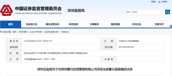 私募基金业务违规 深圳景行投资被出具警示函 第1张 私募基金业务违规 深圳景行投资被出具警示函 第1张