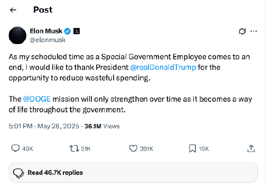 硅谷观察:电锯杀手黯然退场,马斯克白宫梦醒了? 第2张 硅谷观察:电锯杀手黯然退场,马斯克白宫梦醒了? 第2张