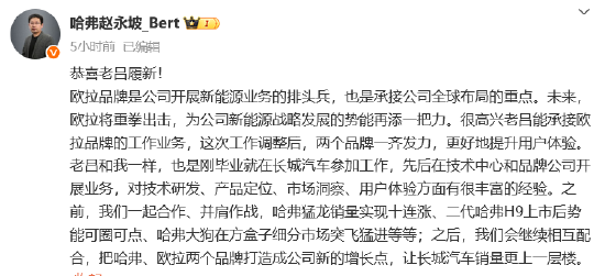 长城欧拉总经理换帅 吕文斌接棒能否解开月销连降困局? 第3张 长城欧拉总经理换帅 吕文斌接棒能否解开月销连降困局? 第3张